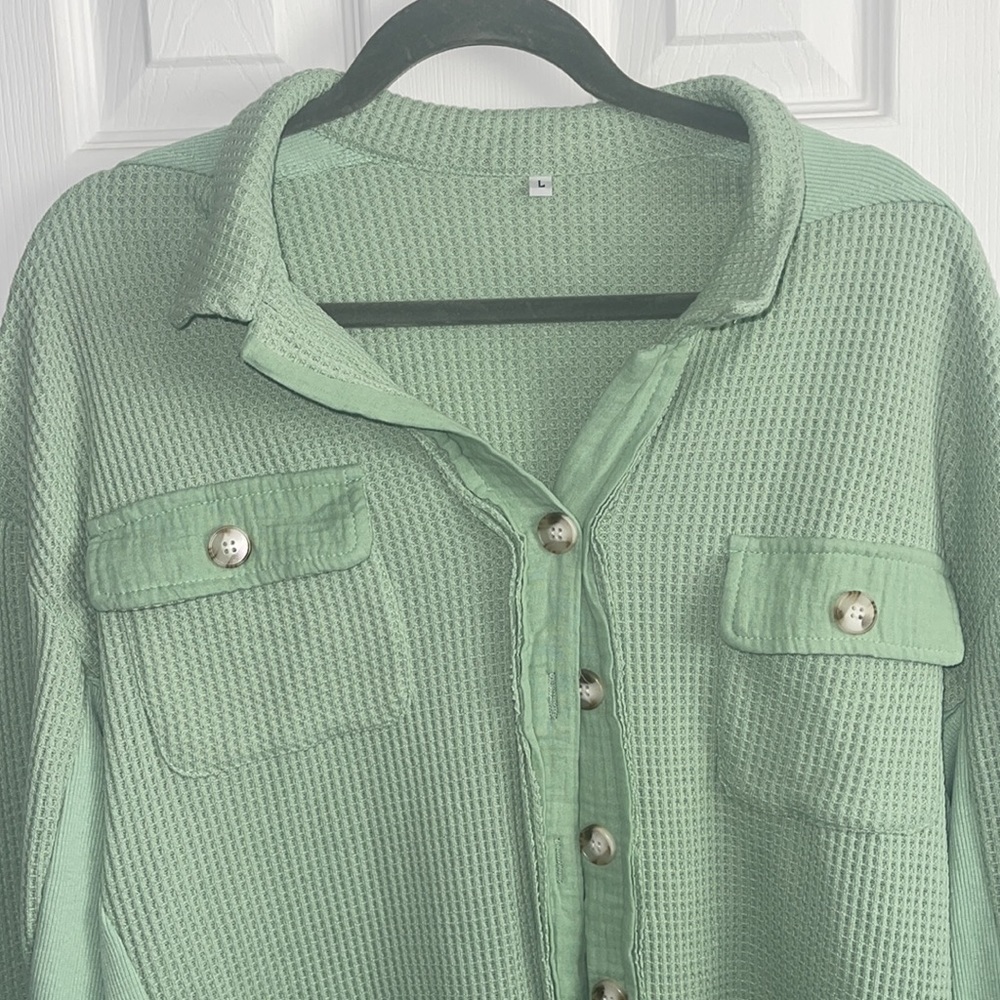Waffle Knit Button Down - image 2